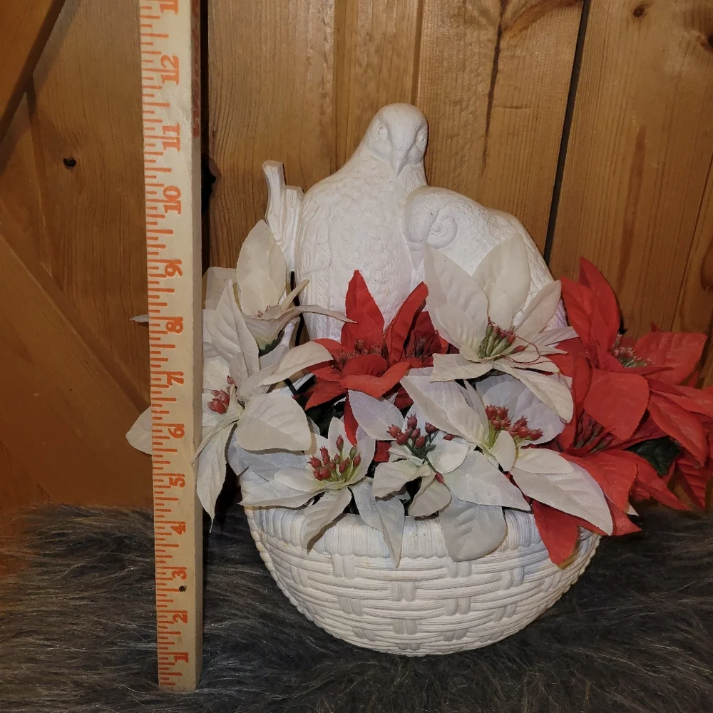 Vintage Burwood Pocket Planter Wall Hanger Faux Wood Lovebirds